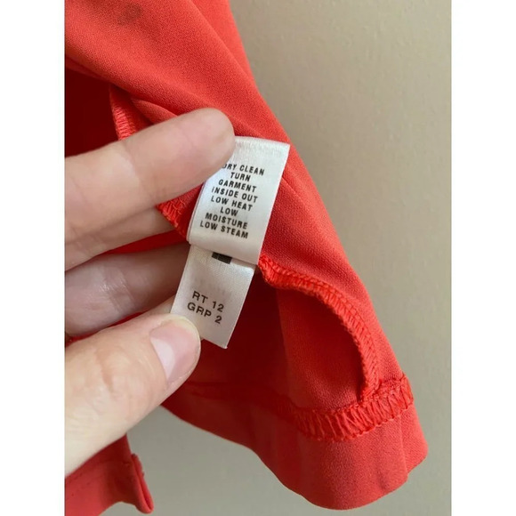 St. John Collection V-Neck Faux Wrap Midi Dress Coral/Orange Size 2 - Picture 10 of 15